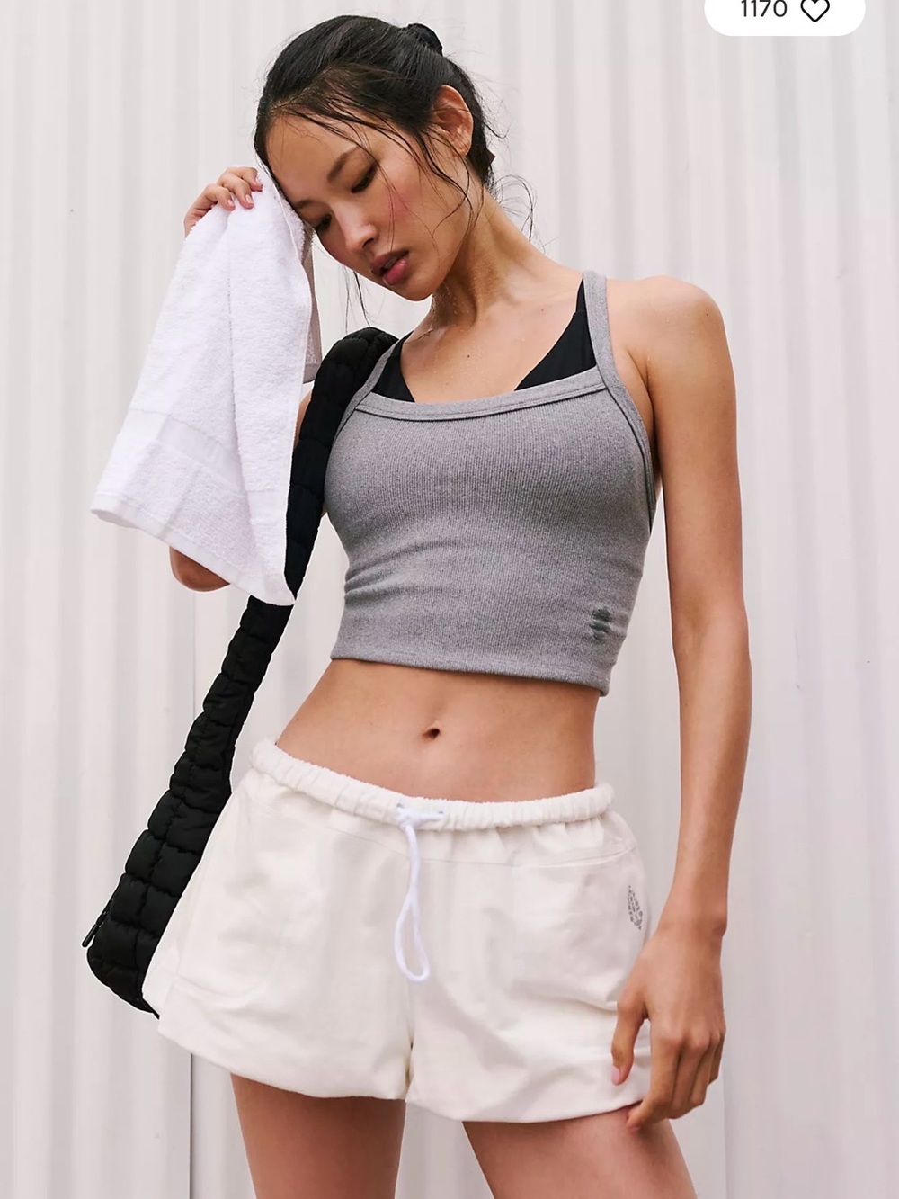 Free People Ivory Athletic Drawstring Shorts